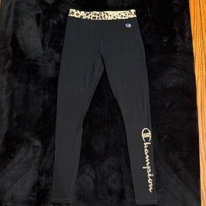 Champion Women's Black Leggings with Animal Print Waistband
